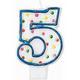 Blue Outline Number 5 Birthday Candle